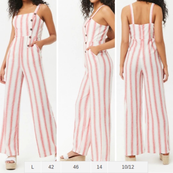 cream striped jumpsuit